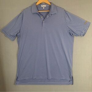 Peter Millar Blue and White Striped Polo Shirt Mens XL